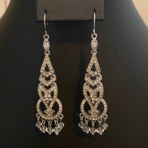 Vintage Art Deco Style Silver Chandelier Earrings